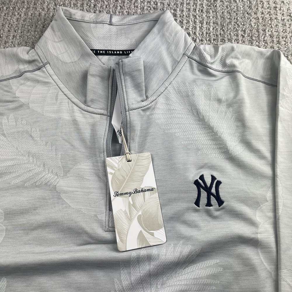 Tommy Bahama New York Yankees Island Zone 1/4 Zip Pullover Floral Mens Large NWT